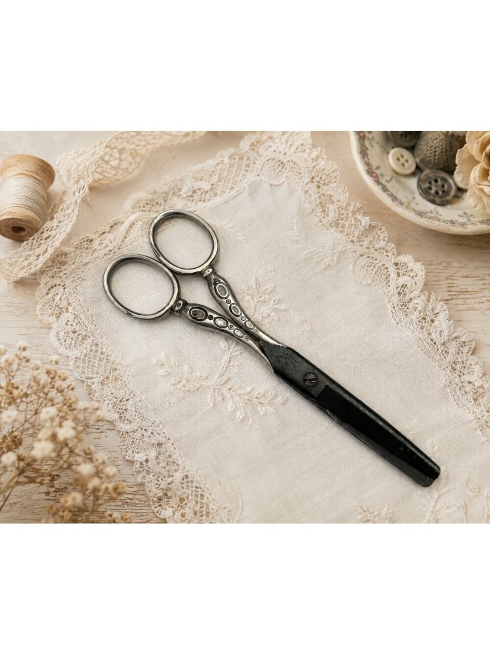 Vintage J.A. Henckels Twin Works Germany Ornate Silvertone Scissors Collectible